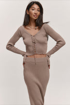 V-Neck Knit Crop Top Sweater Dress