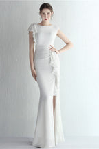 Glitter High Neck Mermaid Slit Formal Dress