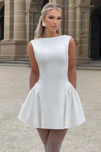 Solid Sleeveless Sexy Backless Mini Dress