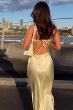 Satin Cut-Out Cami Sexy Silk Dress