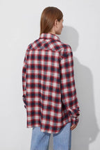 Cotton Plaid Oversized Shirt Blouse