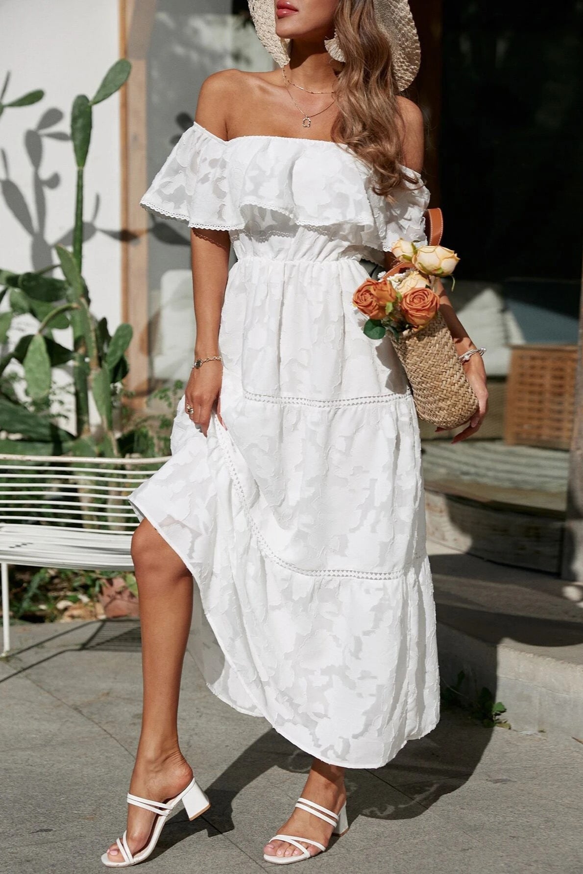 Elegant Off The Shoulder Lace Bohemian Boho Dress