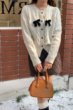 Sparkle Bow Detail Ribbed Cardigan