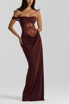 Sexy Lace Panel Tank Maxi Bodycon Dress
