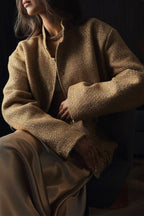 Metallic Sequined Stand Collar Coat