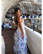 halter plant print wrap dress