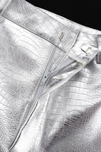 PU Leather Scale High Waist Long Pants