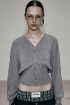 Embroidered Cotton V Neck Cardigan