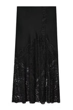 Solid Color Silk Satin and Lace Spliced elegant Maxi Skirt
