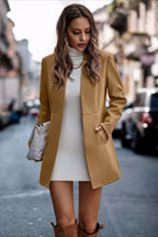 Brushed Wool Solid Long Sleeve Coat