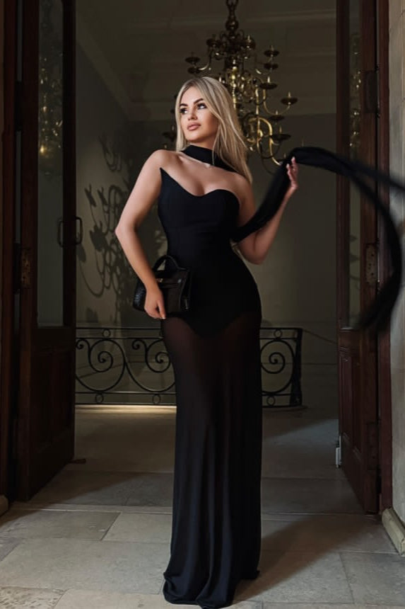 Stretch Tulle Bandage Mesh Formal Dress