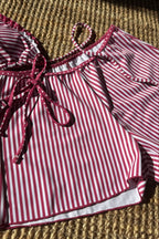 Colorblock Polka Dot Three Piece Swim Set