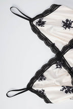V Neck Lace Patchwork Printed Bodycon Floral Dress