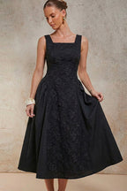 Embroidered Sleeveless Midi Dress