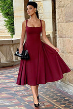 Square Neck Backless Fitted Birthday Dress