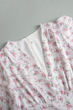 V Neck Short Sleeve Maxi Floral Dress