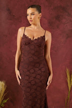 Backless Bodycon Cami Maxi Lace Dress