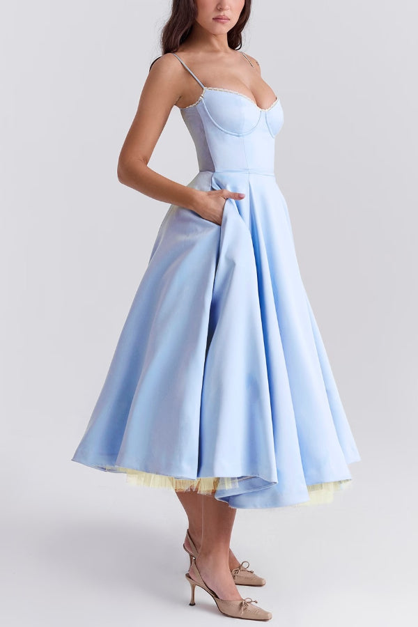 Lorraine Premium Strapless V Neck Sleeveless Tutu Maxi Dress Designer Edit
