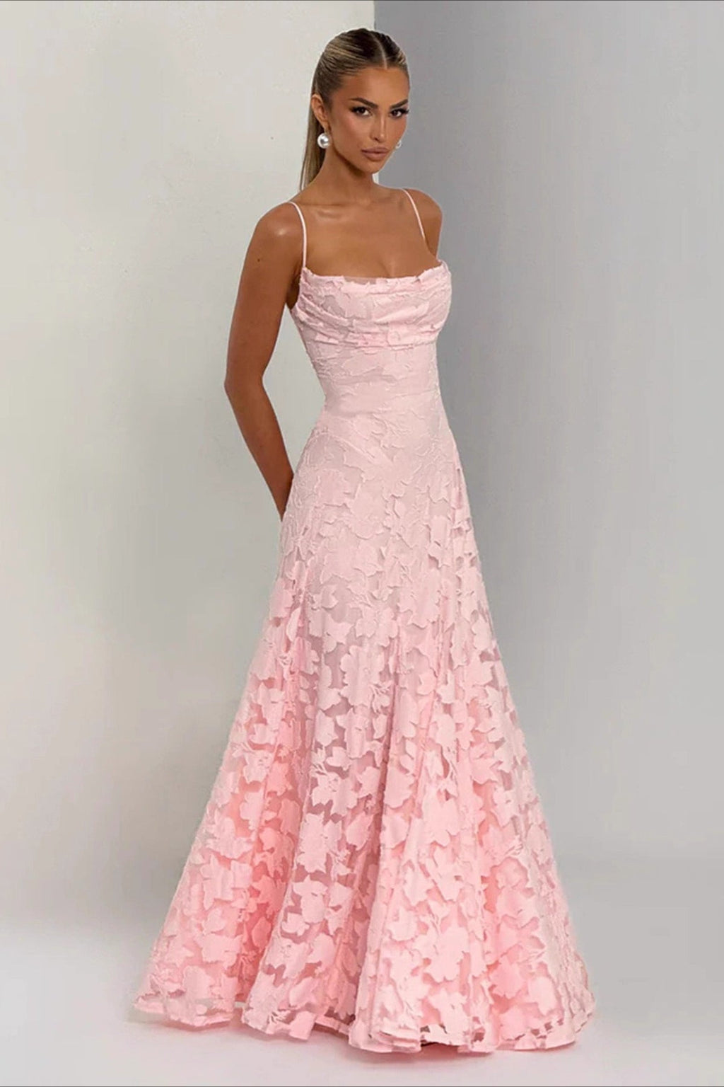 Elegant Backless Brocade Lace Cami Tie Boho Dress