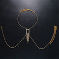 Sexy Rhinestone Hollow Square Tassel Body Chain