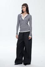Henley Neck TwoinOne Knit Top