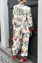 Resort Floral Print Bell Sleeve Maxi Dress