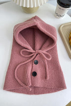 Thermal Knit Face Cover Hooded Scarf Hat