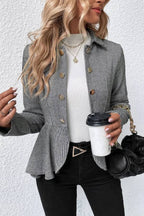 Lapel Jacquard Ruffle Slim Double-breasted Blazer
