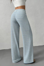 Stripe Solid Knit Straight Leg Pants