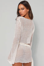 Sheer Cardigan Cover Up Maxi Skirt Set