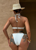 Ivory Ruffle Trim Bikini Set