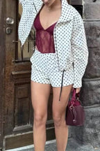 Polka Dot Print High-Waisted Wide-Leg Shorts