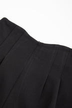 Black Pleat Detail High Waisted Shorts
