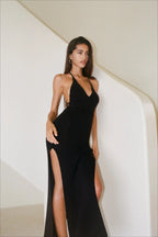 Knitted Backless Halter Midi Dress