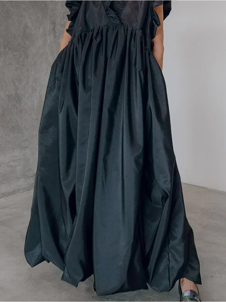 Gema Elegant Maxi Dress with Ruffle Sleeves for Women Stylish Outfit