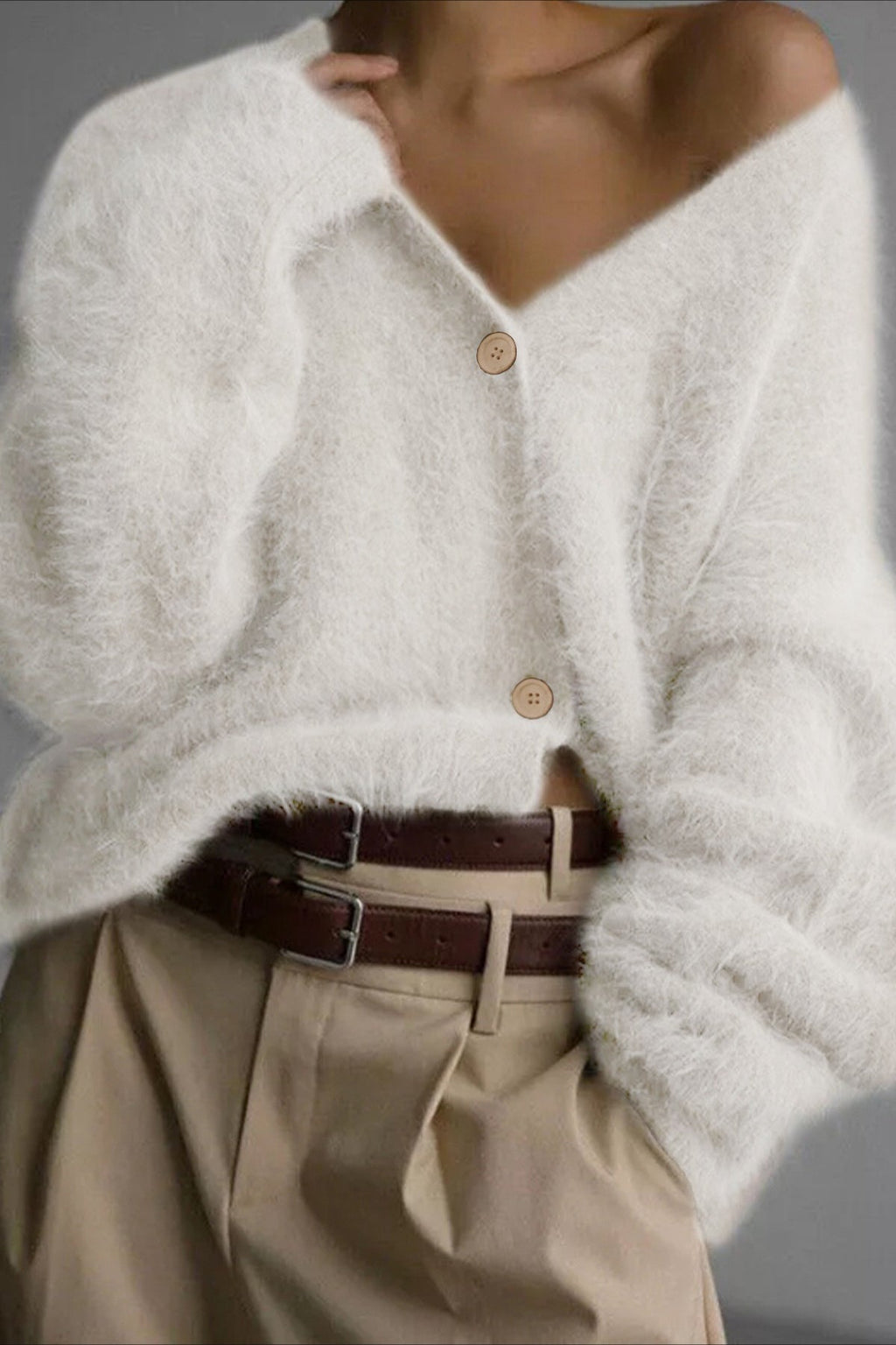 V Neck Button Long Sleeve Cardigan