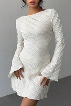 Boat Neck Backless A-Line Sweater Dress