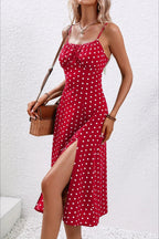 Spaghetti Strap Slit Floral Dress