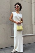 Soft Minimalist Solid Slim-Fit Cami Sweater Dress