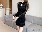 Fab Flocked Stylish Velvet Mini Dress