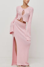 Bell Sleeve Cardigan Set Sweater Dress