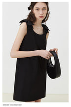 Black Sleeveless Bow Detail A-Line Mini Dress