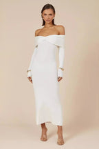 Elegant Off Shoulder Knit Sweater Dress