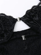 Fairycore Grunge Lace Backless Hollow Out Short Sleeve T-Shirts
