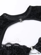 Fairycore Grunge Lace Backless Hollow Out Short Sleeve T-Shirts