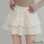 Fairycore White Lace Patchwork Layered Skirt
