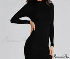 Falling For Chic Charming Mock Neck Dress