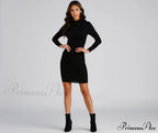 Falling For Chic Charming Mock Neck Dress