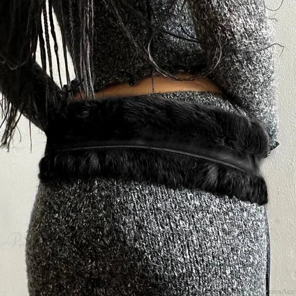 False Hair Patchwork Gothic Polyurethane Leather Vintage Waist Belt