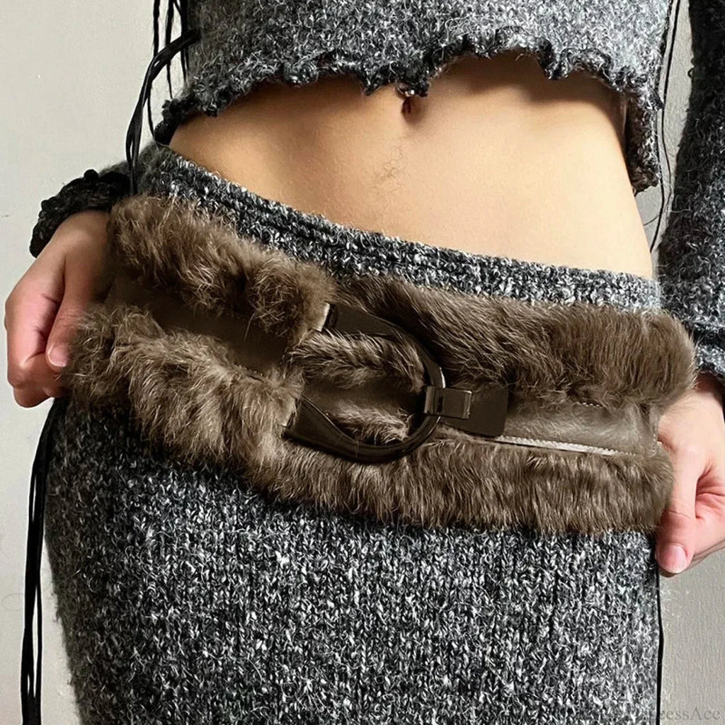 False Hair Patchwork Gothic Polyurethane Leather Vintage Waist Belt